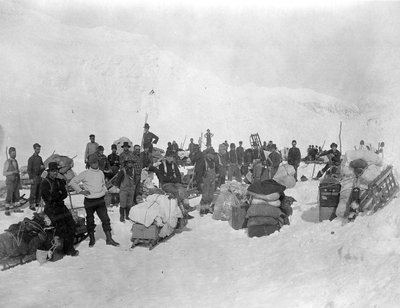 Gold-Seekers on the Summit of Chilkoot Pass, Alaska by Lloyd Valentine and Pond, Edwin Percy Winter